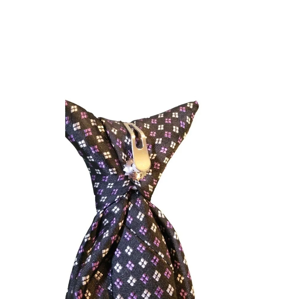 Chaps Boy Suit Neck Tie Black Purple Geometric‎ Clip On Holiday Church Designer